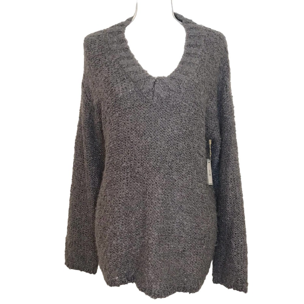 NWT Susina Boucle Gray Knit V-Neck Pullover Sweater Size Medium